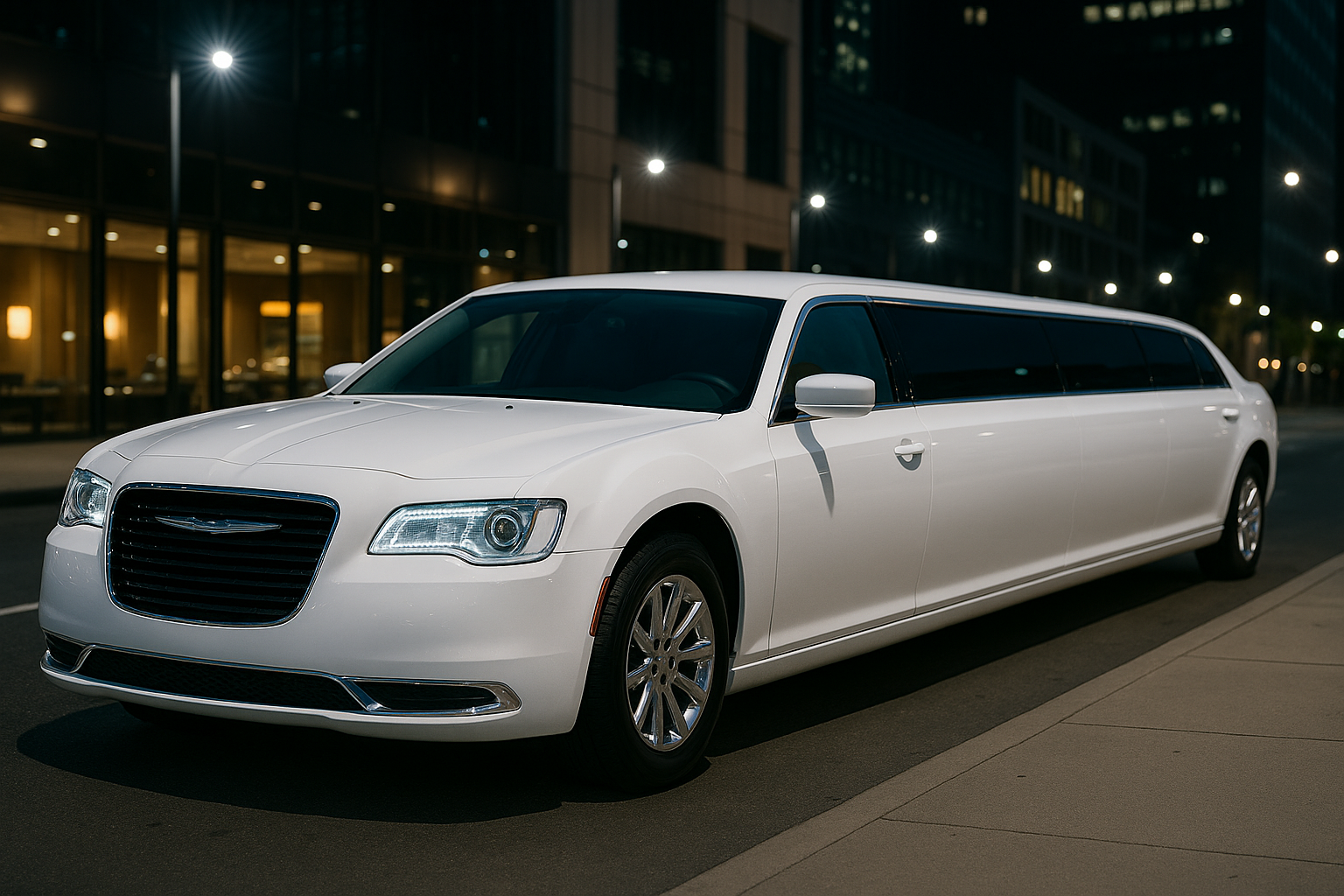 10 Passenger White Limousine - Exterior