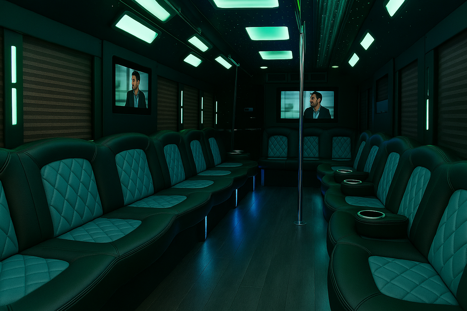 24 Passenger Party Bus - Interior